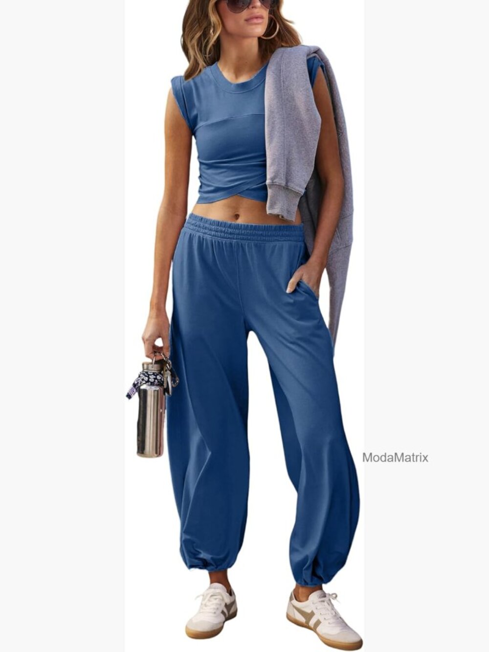 Matix Slate Blue Elastic Waist Jogger Pants